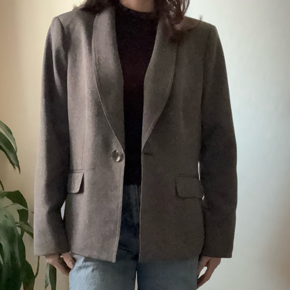 Evan Picone Women Gray Suit Jacket Blazer Tweed Dark Academia Oversized Women 16